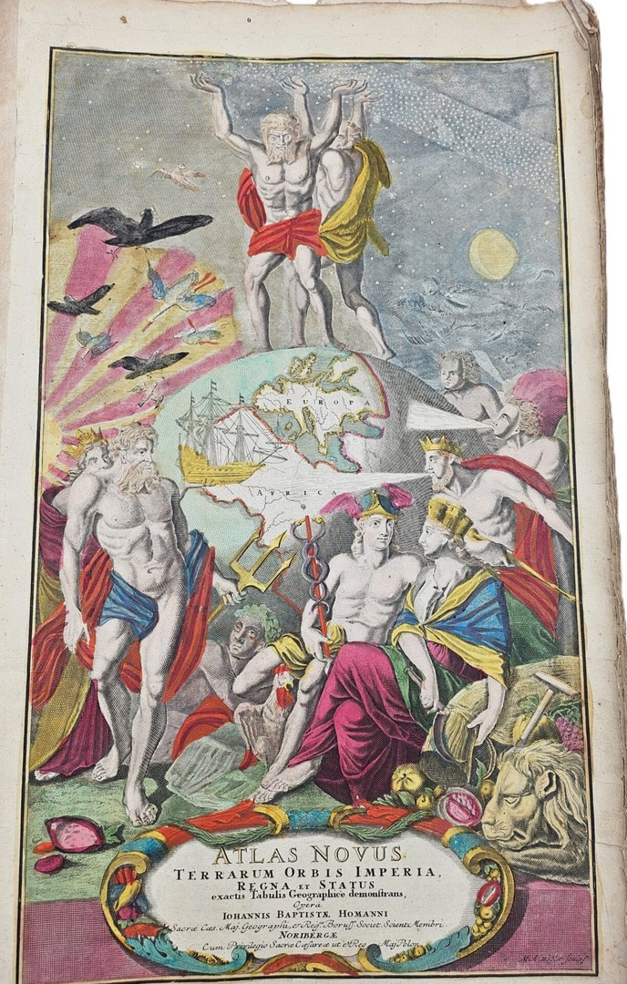 A rare German Atlas with 50 original hand-coloured maps. tweedehands ...